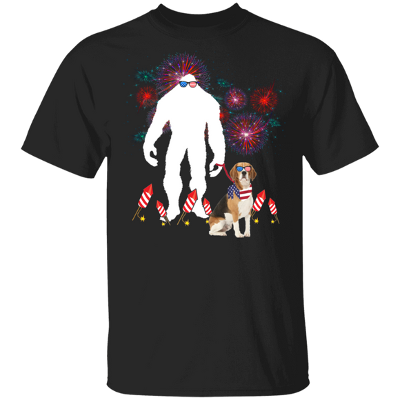 Cool American Flag Beagle Bigfoot 4th Of July Independence Day Gifts T-Shirt - Macnystore