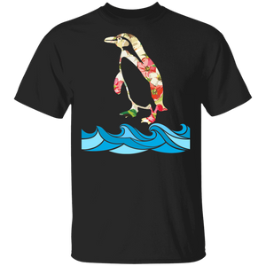 Beach Sea Flower Penguin Floral Summer Vacation Penguin Lover Gifts T-Shirt - Macnystore
