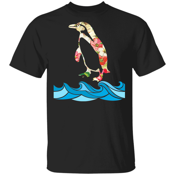 Beach Sea Flower Penguin Floral Summer Vacation Penguin Lover Gifts T-Shirt - Macnystore