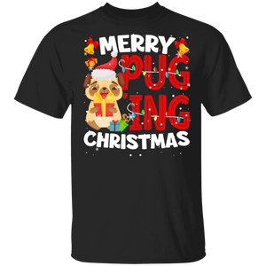 Christmas Dog Shirt Merry Puging Christmas Funny Christmas Santa Pug Dog Lover Gifts T-Shirt - Macnystore