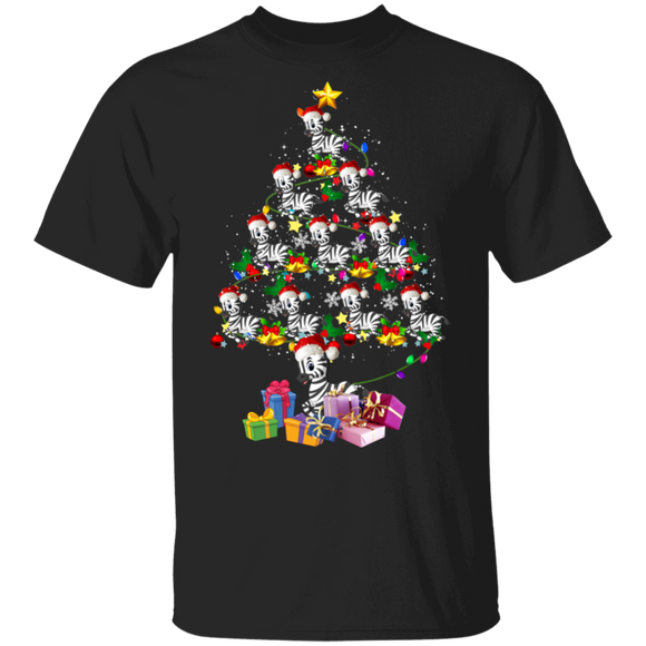 Christmas Zebra Lover Zebra X-mas Tree Funny Santa Zebra Gift T-Shirt - Macnystore