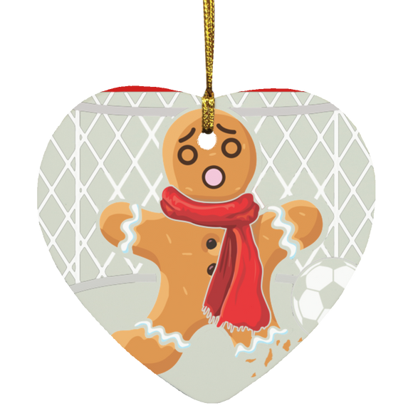 Christmas Gingerbread Shirt Football Goalie Funny Christmas Gingerbread Man Snap Football Player Lover Gifts SUBORNH Heart Ornament - Macnystore