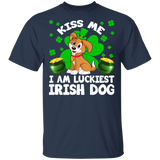 Kiss Me I Am Luckiest Irish Dog Leprechaun Pet Funny St Patrick's Day Mens Womens St Patty's Day Irish Gifts T-Shirt - Macnystore
