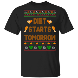 Funny Autumn Thanksgiving Sweater Shirt Diet Tomorrow Gifts T-Shirt - Macnystore