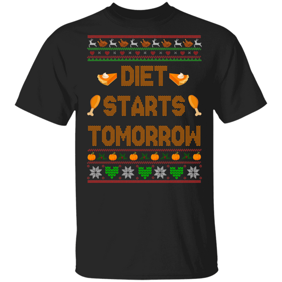 Funny Autumn Thanksgiving Sweater Shirt Diet Tomorrow Gifts T-Shirt - Macnystore