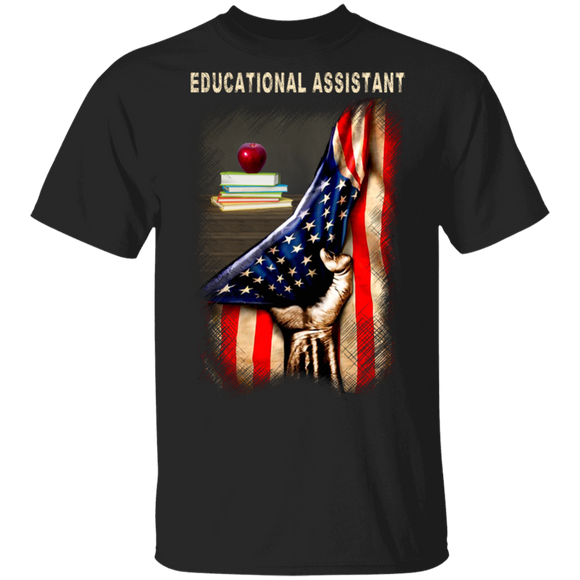 Cool American Flag Educational Assistant Shirt Matching Teacher 4th Of July US Independence Day Gifts T-Shirt - Macnystore