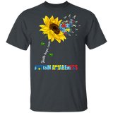 Faith Hope Cure Butterfly Autism Awareness Sunflower Gifts T-Shirt - Macnystore