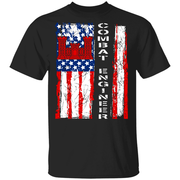 Combat Engineer Flag Cool American Flag Matching Army Corps Engineers 4th Of July Gifts T-Shirt - Macnystore