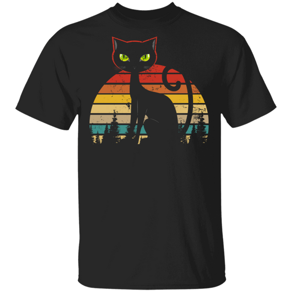 Vintage Retro Style Cat Cats Lover Owner Black Cat Halloween Night Partty Gifts T-Shirt - Macnystore