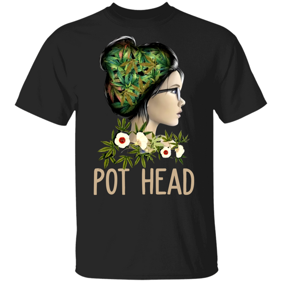 Pot Head Cool Weed Cannabis Marijuana In A Girl's Head Smoking Smoker Gifts T-Shirt - Macnystore