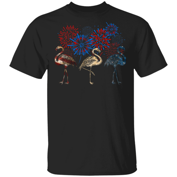 Cool Firework American Flag Flamingos Shirt Matching Magical Flamingo Lover Fans 4th Of July United States Independence Day Gifts T-Shirt - Macnystore
