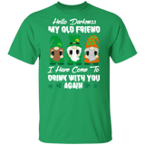 Hello Darkness My Old Friend I've Come To Drink With You Gnomes Drinking Shamrock Beer T-Shirt - Macnystore