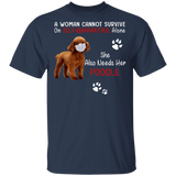 A Woman Cannot Survive On Self-Social Distancing Alone She Also Needs Her Poodle Funny Poodle Shirt Poodle Lover Fans Gifts T-Shirt - Macnystore