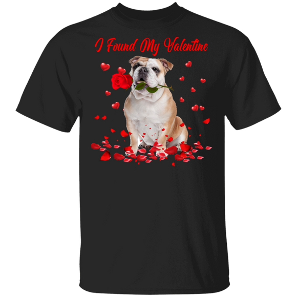 I Found My Valentine Bulldog Dog Pet Lover Fans Matching Shirts For Couples Boys Girls Women Personalized Valentine Gifts T-Shirt - Macnystore