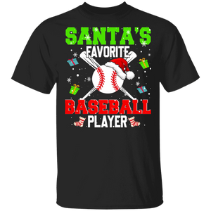 Christmas Santa Shirt Santa's Favorite Baseball Player Funny Christmas Santa Baseball Team Player Lover Gifts T-Shirt - Macnystore