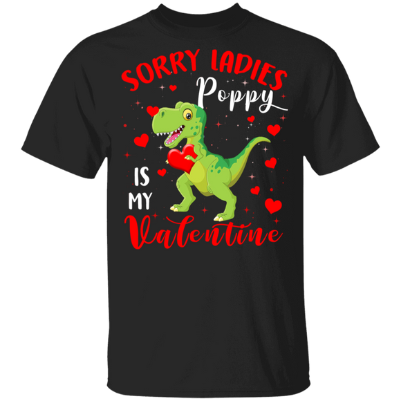 Sorry Ladies Poppy Is My Valentine T Rex Lover Kids Matching Shirts For Couples Boys Men Personalized Valentine Gifts Youth T-Shirt - Macnystore