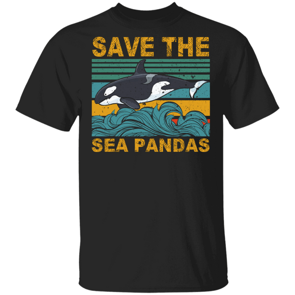 Vintage Square Save The Sea Pandas Cute Sea Panda Shirt Sea Animal Sea Panda Lover Rescue Gifts T-Shirt - Macnystore