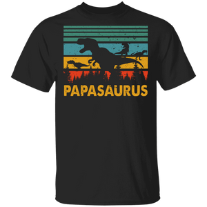 Vintage Retro Papasaurus Cool Dinosaurs T-Rex Papa Father's Day Gifts T-Shirt - Macnystore