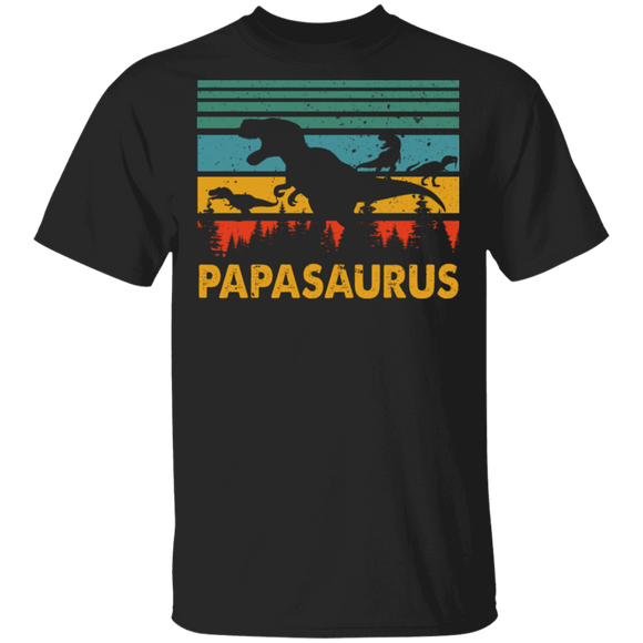 Vintage Retro Papasaurus Cool Dinosaurs T-Rex Papa Father's Day Gifts T-Shirt - Macnystore