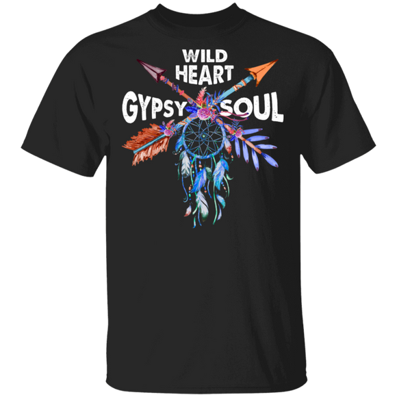 Wild Heart Gypsy Soul Cool Dream Catcher Shirt Matching Boho Hippie Lover Fans Gifts T-Shirt - Macnystore