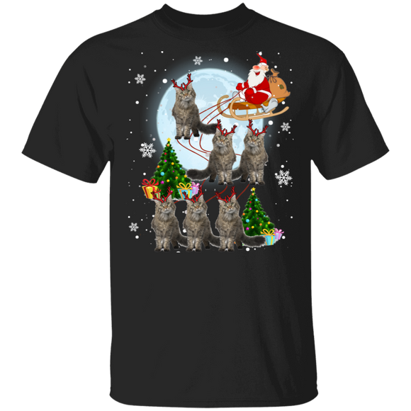 Christmas Cat Shirt Maine Coon Reindeer Christmas Cute X-mas Maine Coon Cat Lover Gifts Christmas T-Shirt - Macnystore