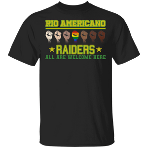 Rio Americano Raiders All Are Welcome Cool Equality Solidarity Gifts T-Shirt - Macnystore