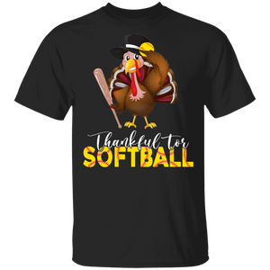Thanksgiving Turkey Shirt Thankful For Softball Funny Thanksgiving Turkey Softball Player Lover Gifts T-Shirt - Macnystore