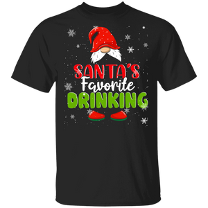 Christmas Gnome Shirt Santa's Favorite Drinking Funny Christmas Santa Gnomes Lover Matching Family Group Gifts T-Shirt - Macnystore