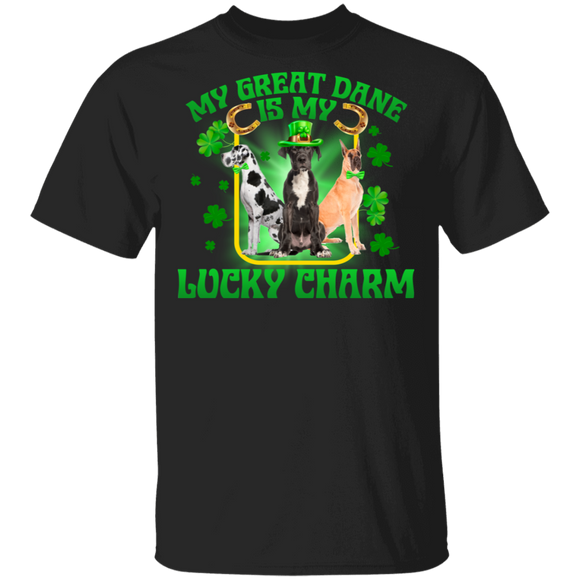 My Great Dane Is My Lucky Charm Leprechaun Dog Pet Funny St Patrick's Day Mens Womens St Patty's Day Irish Gifts T-Shirt - Macnystore