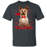 Yorkshire Terrier Rose Flower Funny Yorkshire Terrier Dog Lover Owner Couple Husband Wife Fiance Fiancee Girlfriend Boyfriend Valentine Gifts T-Shirt - Macnystore