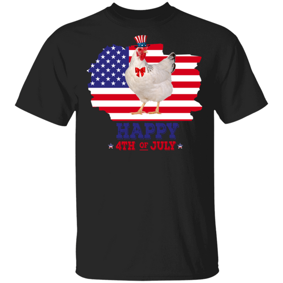 Happy 4th Of July Cute American Flag Chicken Shirt Matching Chicken Lover Fans United States Independence Day Gifts T-Shirt - Macnystore