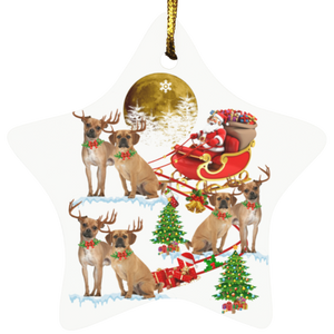 Christmas Ornament Christmas Dog Santa Riding Puggle Reindeer Funny Christmas Santa Dog Reindeer Decorative Hanging Ornaments SUBORNS Star Ornament - Macnystore