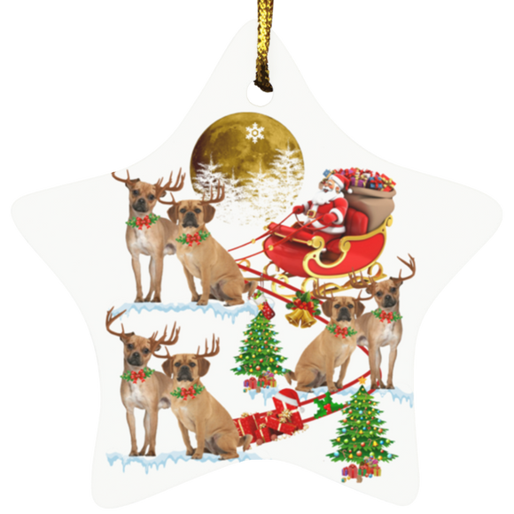 Christmas Ornament Christmas Dog Santa Riding Puggle Reindeer Funny Christmas Santa Dog Reindeer Decorative Hanging Ornaments SUBORNS Star Ornament - Macnystore