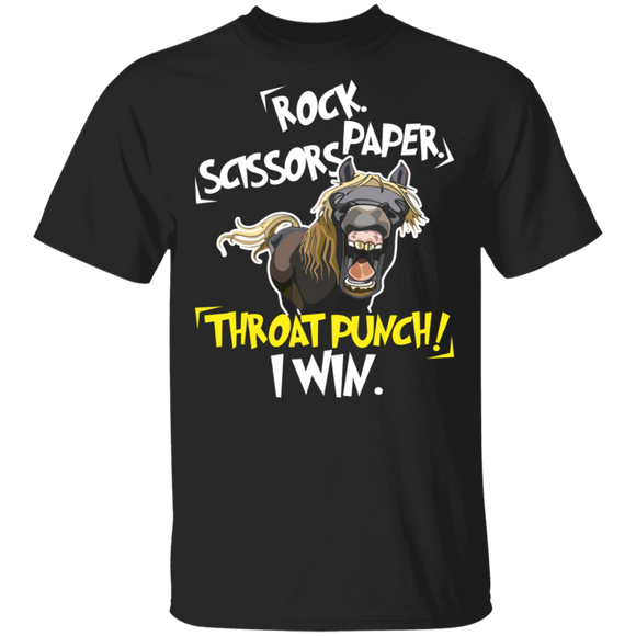 Horse Lover Shirt Rock Paper Scissors Throat Punch I Win Funny Horse Lover Gifts Halloween T-Shirt - Macnystore