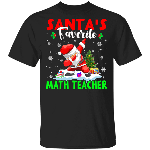 Christmas Santa Shirt Santa's Favorite Math Teacher Cool Christmas Santa Dabbing Gifts Christmas T-Shirt - Macnystore