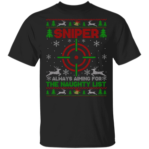 Funny Christmas Sweater Sniper Long-Range Shooting Gun Funny Gun Lover Gifts T-Shirt - Macnystore