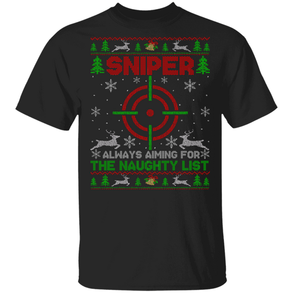 Funny Christmas Sweater Sniper Long-Range Shooting Gun Funny Gun Lover Gifts T-Shirt - Macnystore