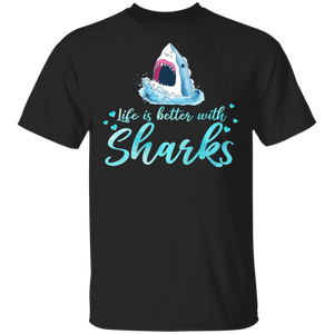 Cute Marine Life Is Better With Sharks Beach Sea Shark Lover Gifts T-Shirt - Macnystore