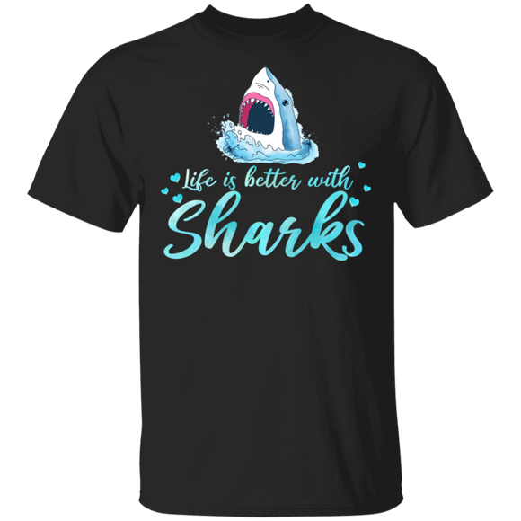 Cute Marine Life Is Better With Sharks Beach Sea Shark Lover Gifts T-Shirt - Macnystore