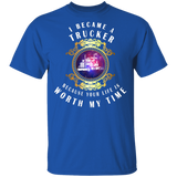 I Became A Trucker Because Your Life Is Worth My Time Cute Truck In Magical Mirror Shirt Matching Trucker Truck Lover Driver Gifts T-Shirt - Macnystore