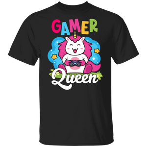 Gamer Shirt Gamer Queen Cute Video Gaming Unicorn Console Gamer Girls Gifts T-Shirt - Macnystore