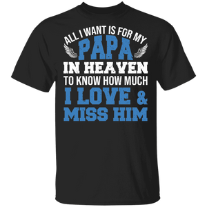 All I Want Is For My Papa In Heaven I Love And Miss Him Father's Day Gifts T-Shirt - Macnystore