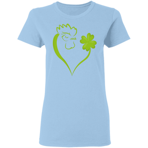 Dabbing Shamrock Chicken Heart St Patrick's Day Irish Gifts Ladies T-Shirt - Macnystore