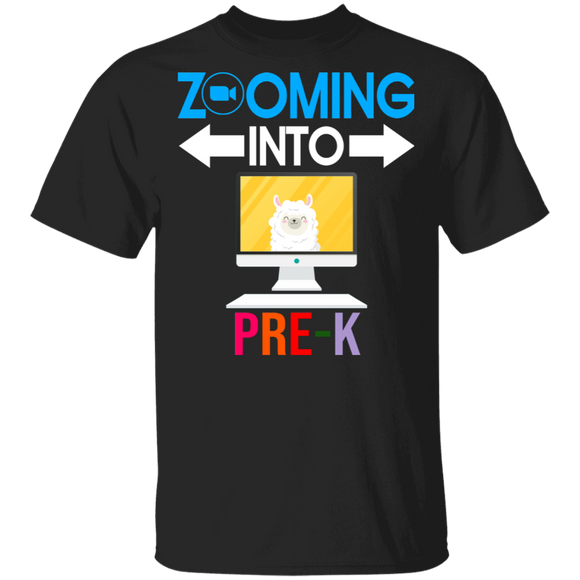 Zooming Into Pre-k Funny Llama Back To School Student Gifts T-Shirt - Macnystore