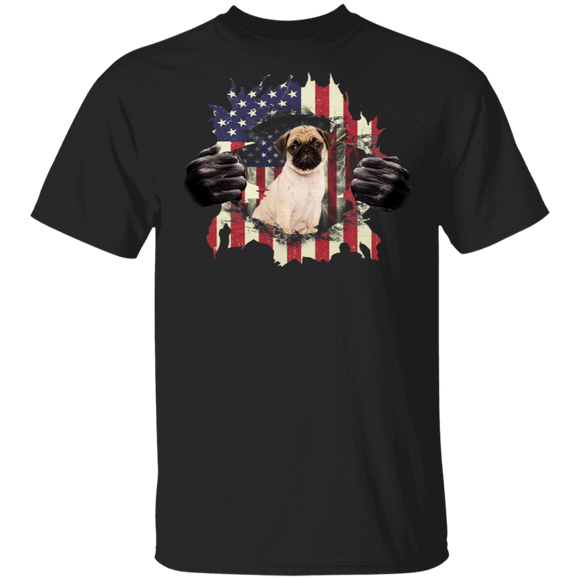 Cool Pug American Flag Hands Shirt Matching Pug Dog Lover Owner Fans American 4th Of July Independence Day Gifts T-Shirt - Macnystore