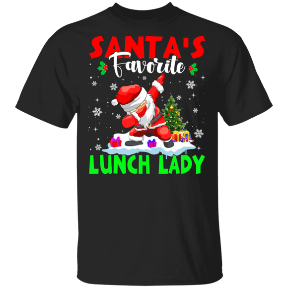 Christmas Santa Shirt Santa's Favorite Lunch Lady Cool Christmas Santa Dabbing Gifts Christmas T-Shirt - Macnystore