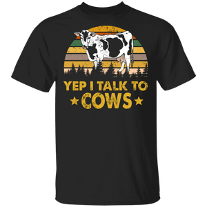 Vintage Retro Yep I Talk to Cows Cow Lovers T-Shirt - Macnystore