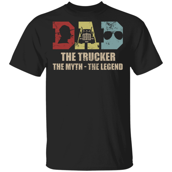 Vintage Dad The Trucker The Myth The Legend Shirt Matching Trucker Dad Father's Day Gifts T-Shirt - Macnystore