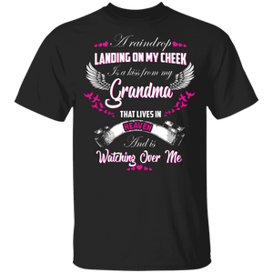 A Raindrop Landing On My Cheek Is A Kiss From My Grandma That Lives In Heaven Cool Wings Gifts T-Shirt - Macnystore