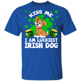 Kiss Me I Am Luckiest Irish Dog Leprechaun Pet Funny St Patrick's Day Mens Womens St Patty's Day Irish Gifts T-Shirt - Macnystore